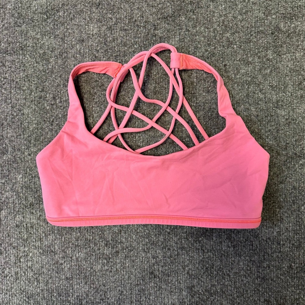 Lululemon Sports Bra Womens Size 6 Pink Free to Be Wild Strappy Back Yoga Active